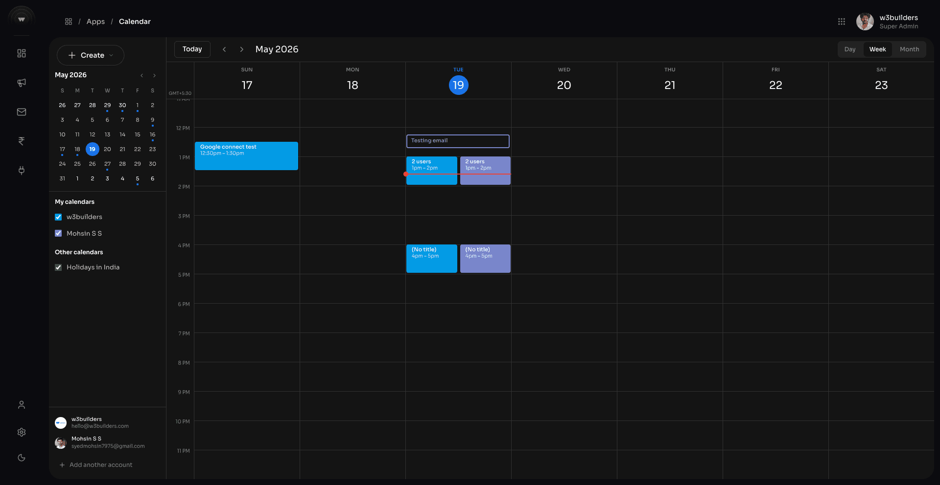 Calendar & Scheduling — W3builders AOP